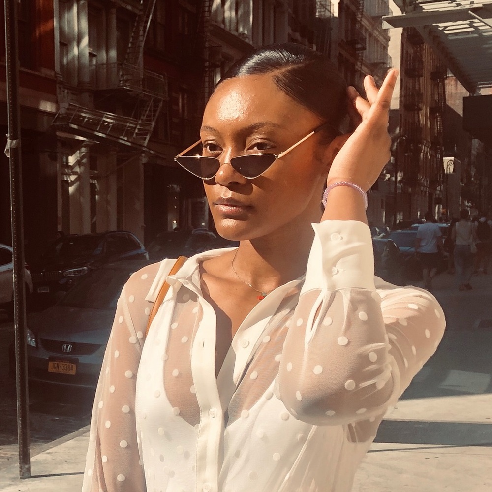 “Small Cat Eye Gold Frame Sunnies”